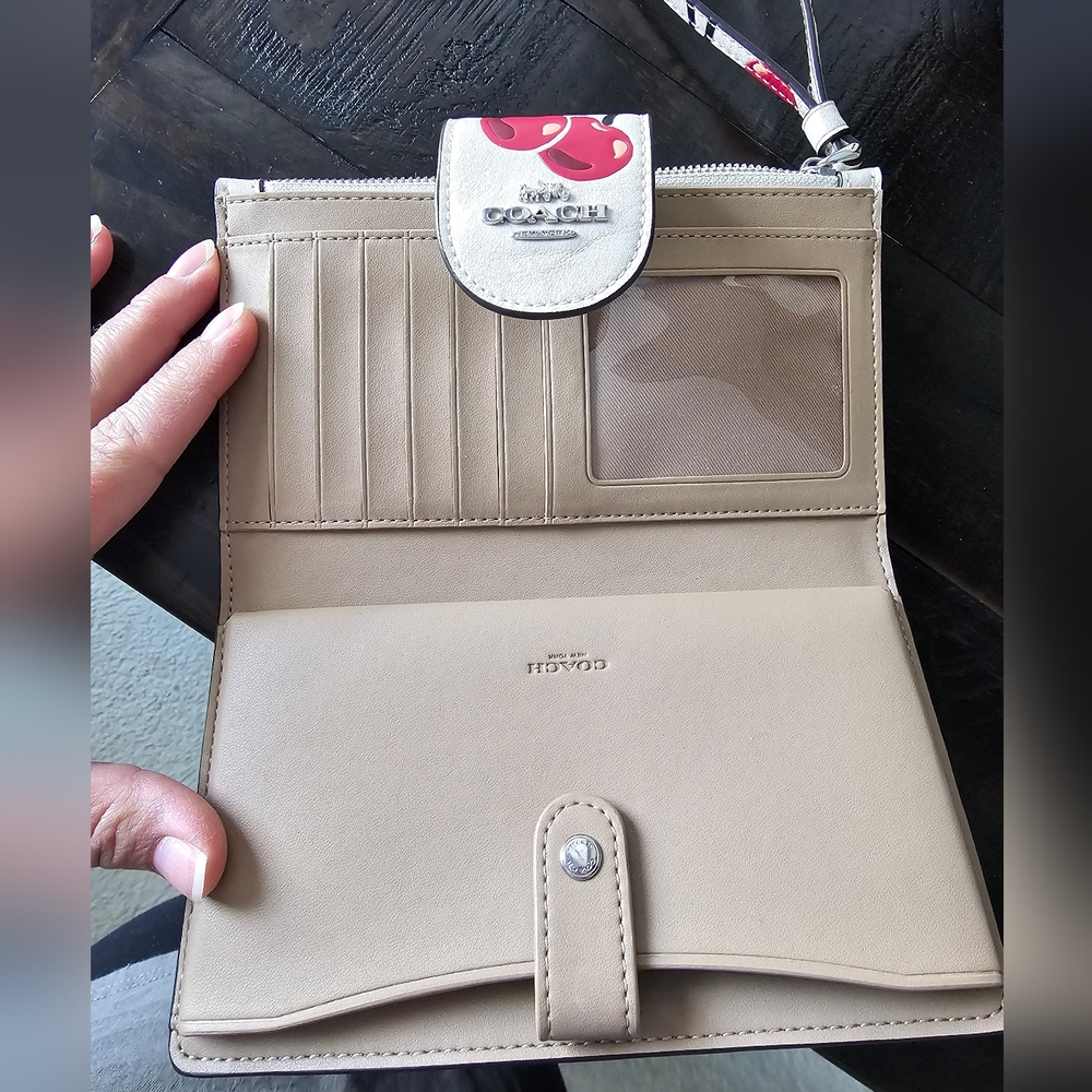 COACH White Cherry Print Phone Case Wristlet - Picture 8 of 15
